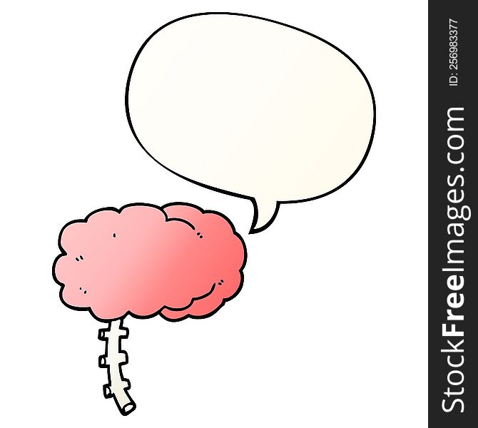 Cartoon Brain And Speech Bubble In Smooth Gradient Style