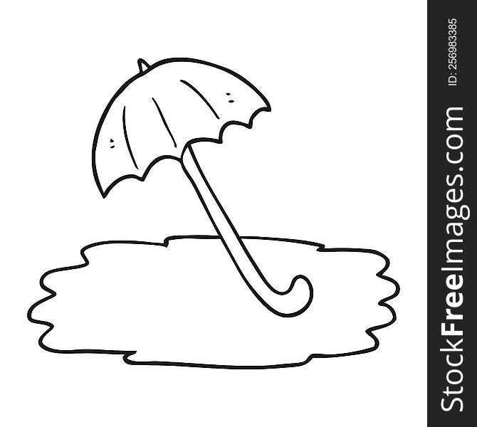 Black And White Cartoon Wet Umbrella