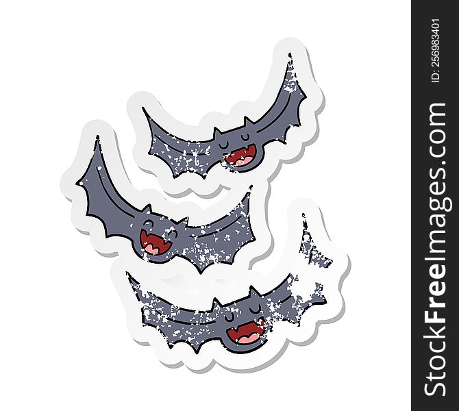distressed sticker of a cartoon vampire bats