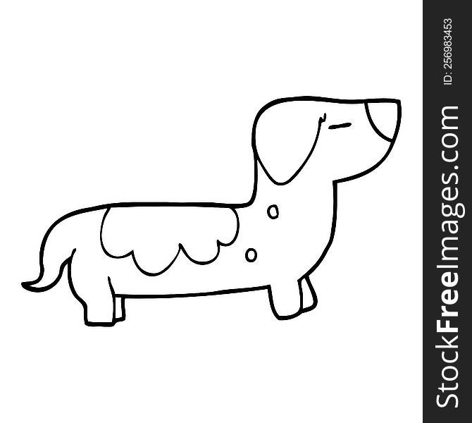 Line Drawing Cartoon Sausage Dog