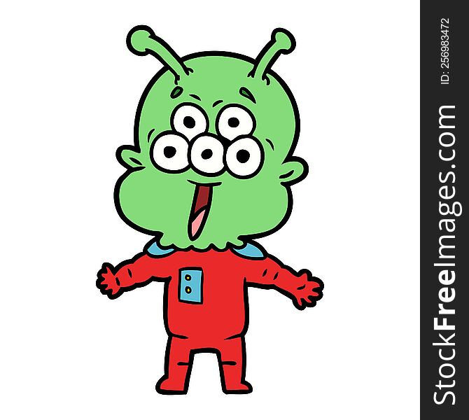 happy cartoon alien. happy cartoon alien