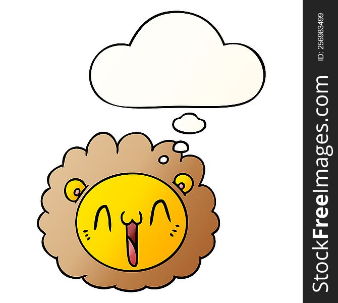 Cartoon Lion Face And Thought Bubble In Smooth Gradient Style