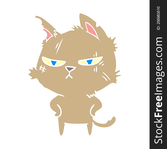 Tough Flat Color Style Cartoon Cat