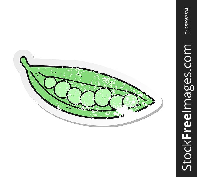 distressed sticker of a cartoon peas in pod
