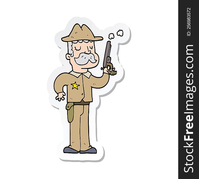 sticker of a cartoon sheriff