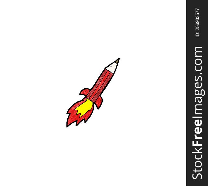 cartoon pencil rocket