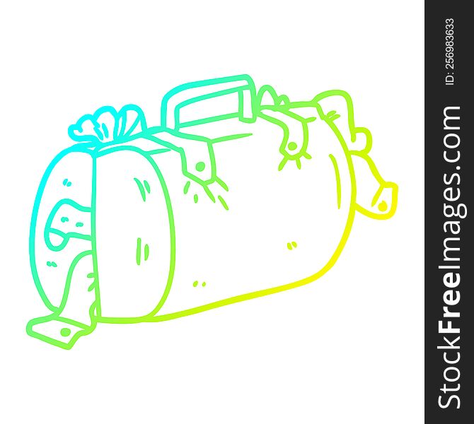 cold gradient line drawing of a cartoon luggage