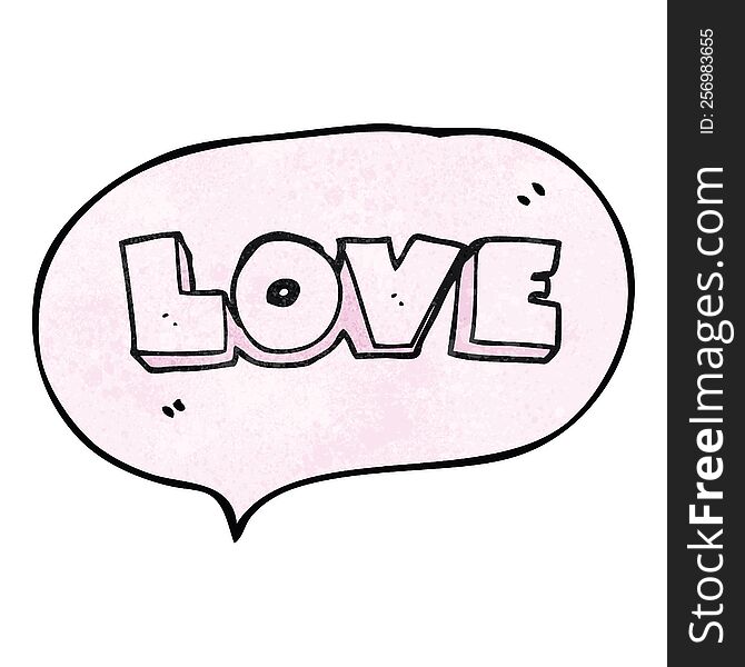 Speech Bubble Textured Cartoon Word Love