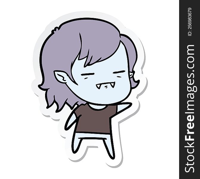 Sticker Of A Cartoon Undead Vampire Girl Pointing