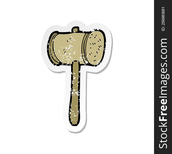 retro distressed sticker of a cartoon wooden hammer