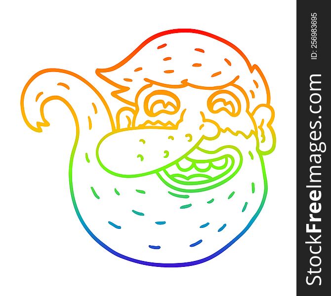 rainbow gradient line drawing of a cartoon man with ginger beard