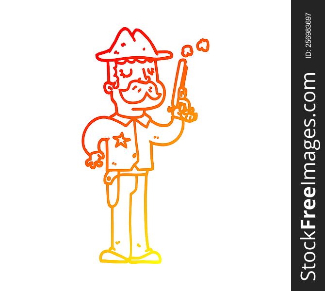 warm gradient line drawing of a cartoon sheriff