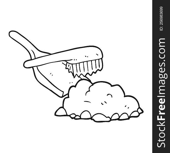 Black And White Cartoon Dust Pan And Brush Sweeping