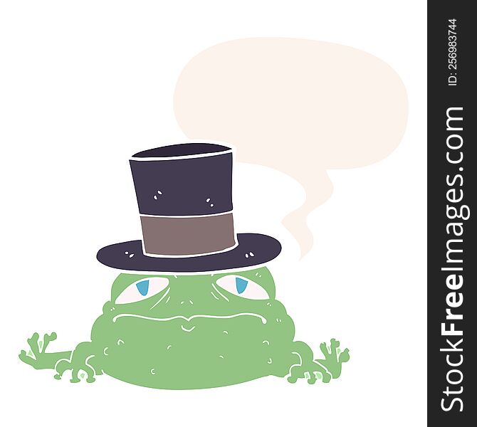 Cartoon Rich Toad And Speech Bubble In Retro Style