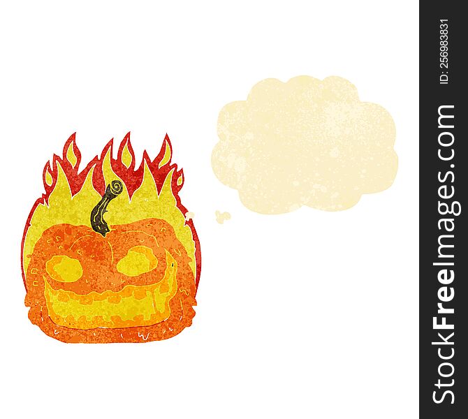 Cartoon Spooky Pumpkin With Thought Bubble