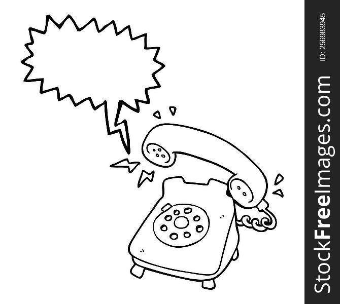 freehand drawn speech bubble cartoon ringing telephone