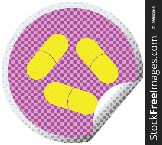 pills vector illustration circular peeling sticker. pills vector illustration circular peeling sticker