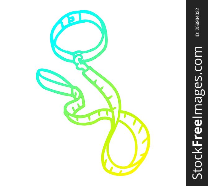 cold gradient line drawing of a cartoon dog collar and leash