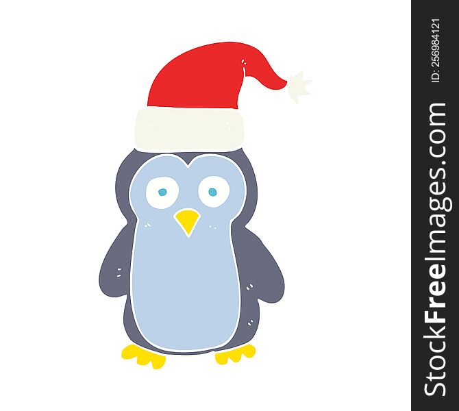 flat color illustration of christmas penguin. flat color illustration of christmas penguin