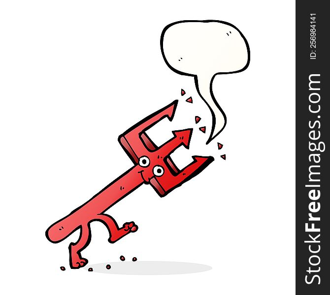 Cartoon Devil Fork With Speech Bubble