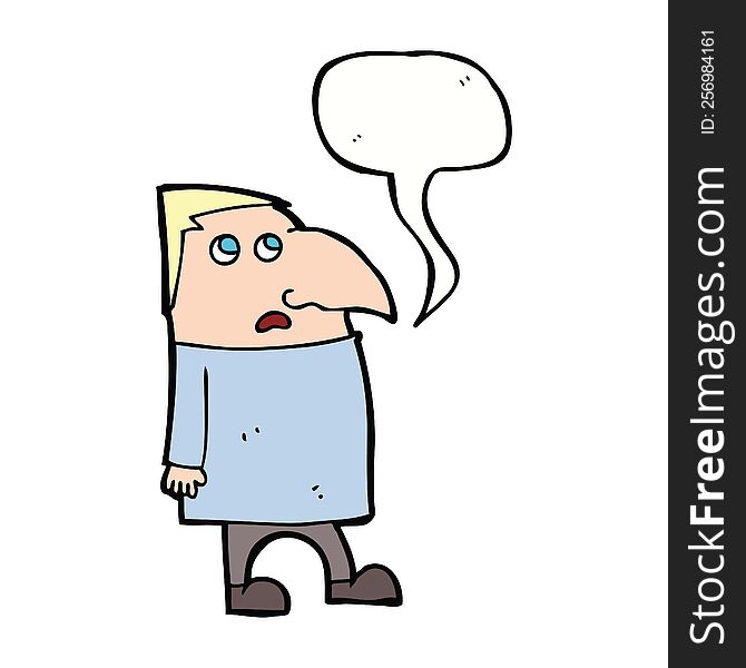 Cartoon Worried Man With Speech Bubble