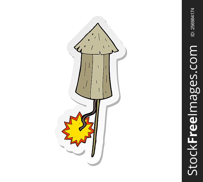 sticker of a cartoon old wooden firework