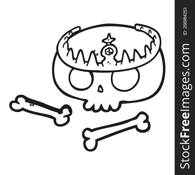 Black And White Cartoon Skull Wearing Tiara