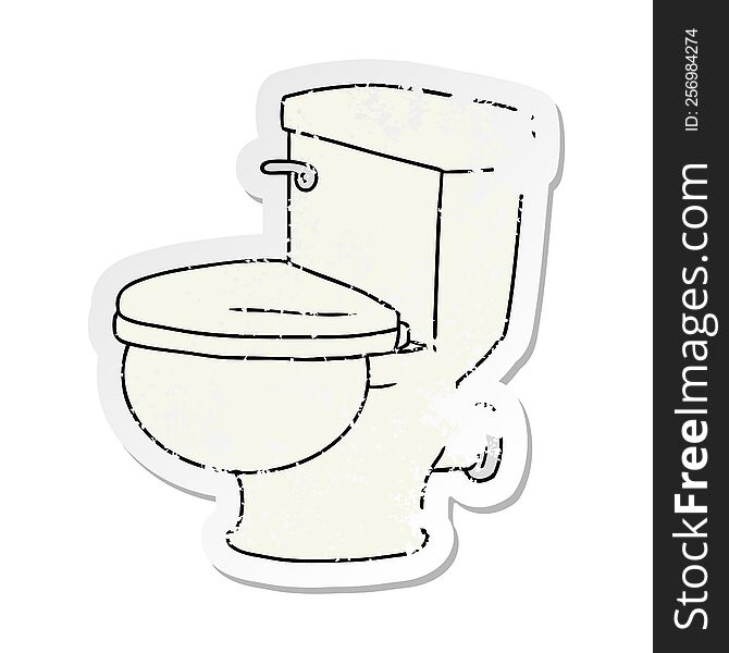 hand drawn distressed sticker cartoon doodle of a bathroom toilet