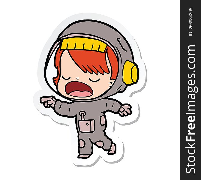 Sticker Of A Cartoon Talking Astronaut