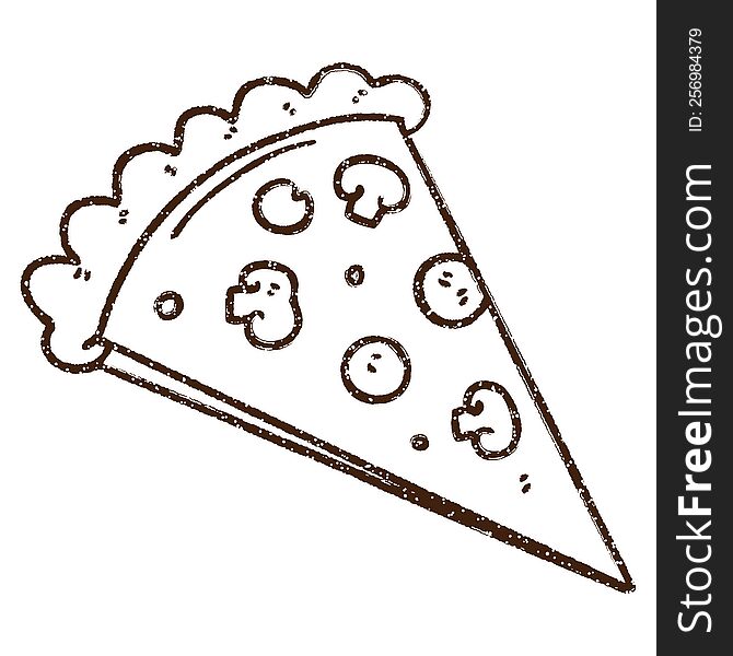 Mushroom Pizza Charcoal Drawing