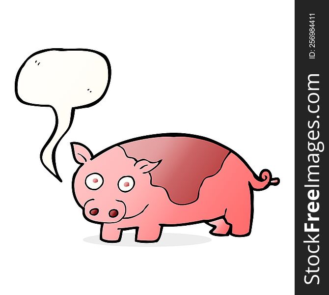 Cartoon Pig With Speech Bubble