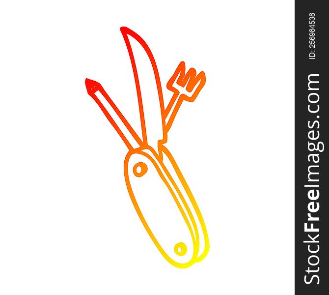 warm gradient line drawing of a cartoon pen knife