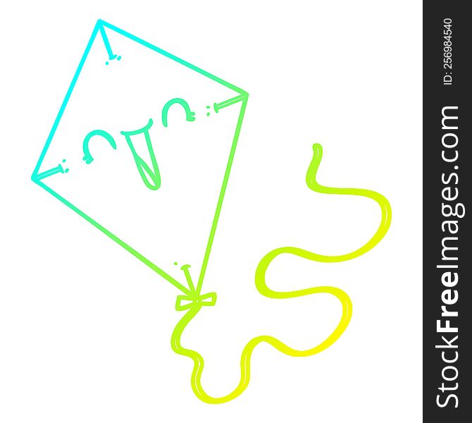 cold gradient line drawing of a cartoon kite