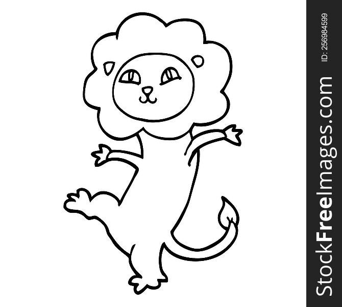 line drawing cartoon lion