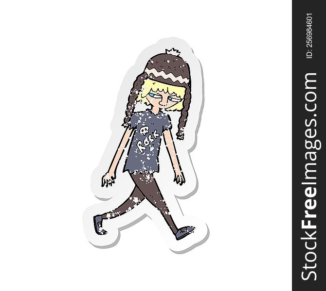 retro distressed sticker of a cartoon sullen teenager