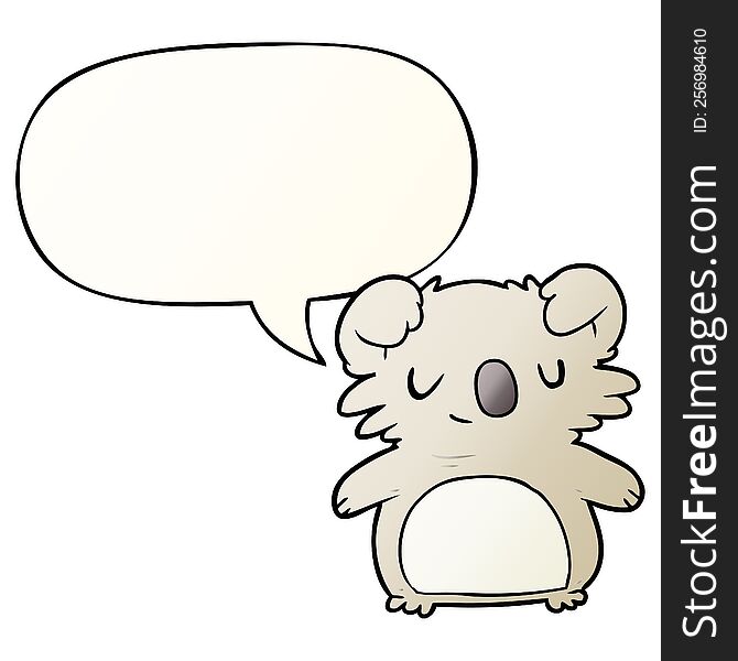 cute cartoon koala with speech bubble in smooth gradient style