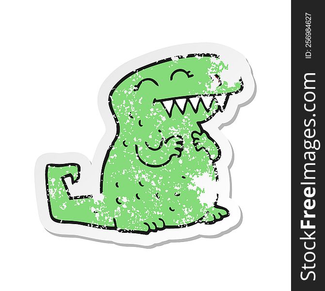 Distressed Sticker Of A Cartoon Dinosaur