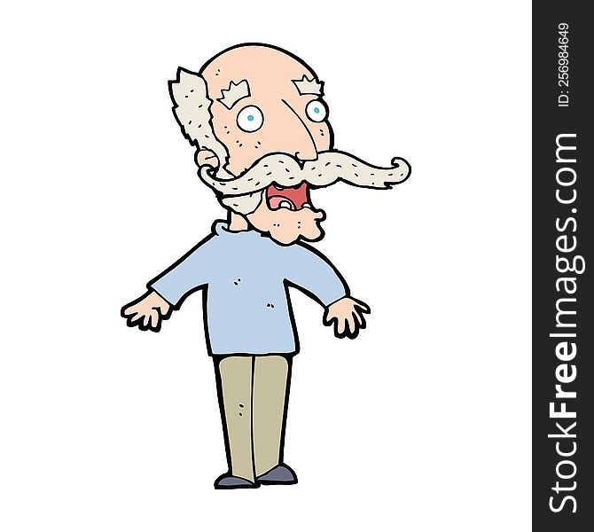 cartoon old man gasping in surprise