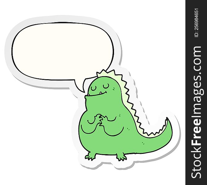 Cartoon Dinosaur And Speech Bubble Sticker