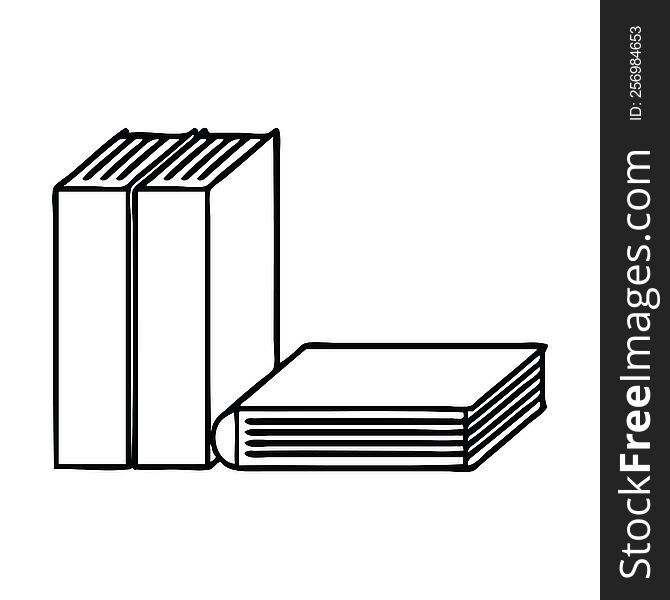 line drawing cartoon of a of books