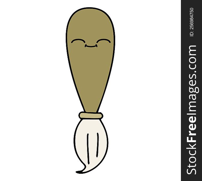 cute cartoon of a paint brush. cute cartoon of a paint brush