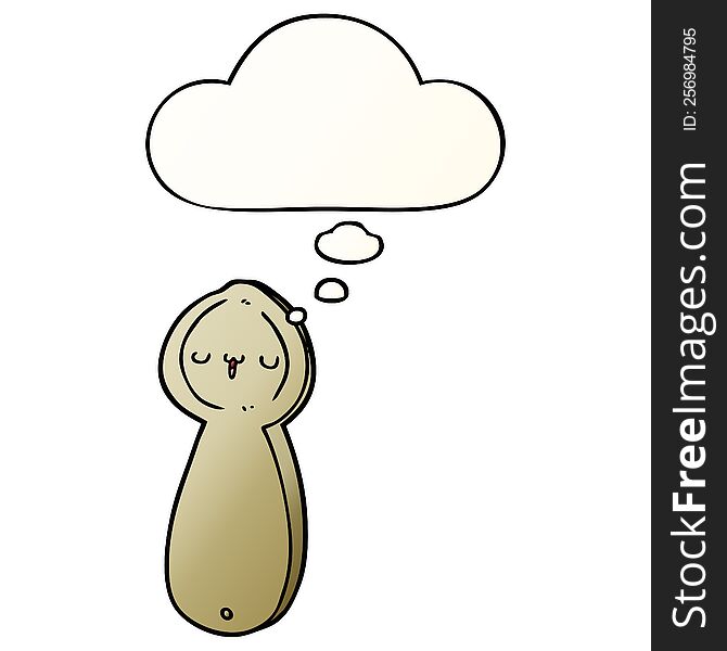 Cartoon Spoon And Thought Bubble In Smooth Gradient Style
