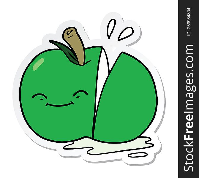 Sticker Of A Cartoon Sliced Apple