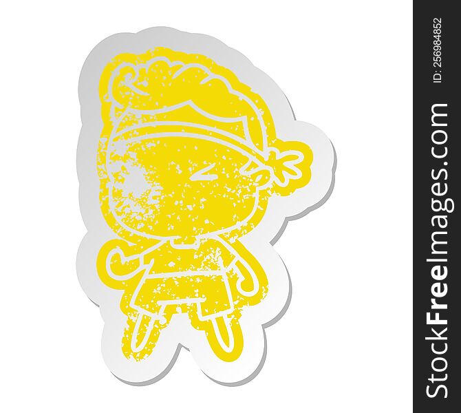 distressed old sticker kawaii working out boy