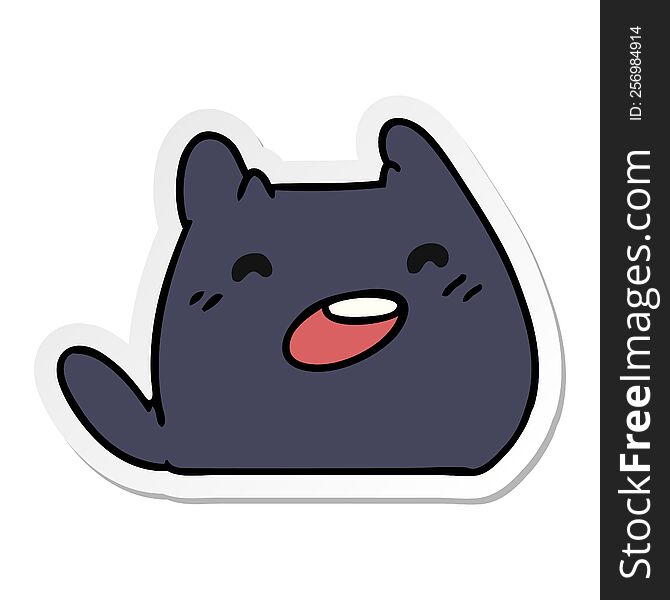 sticker cartoon illustration of a kawaii cat. sticker cartoon illustration of a kawaii cat