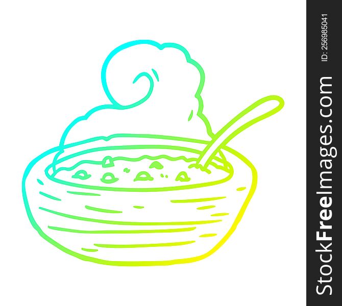 cold gradient line drawing of a hot bowl of broth