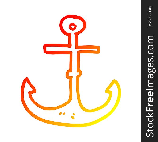 warm gradient line drawing of a cartoon ship anchor