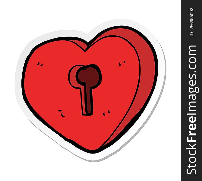 sticker of a cartoon heart with keyhole