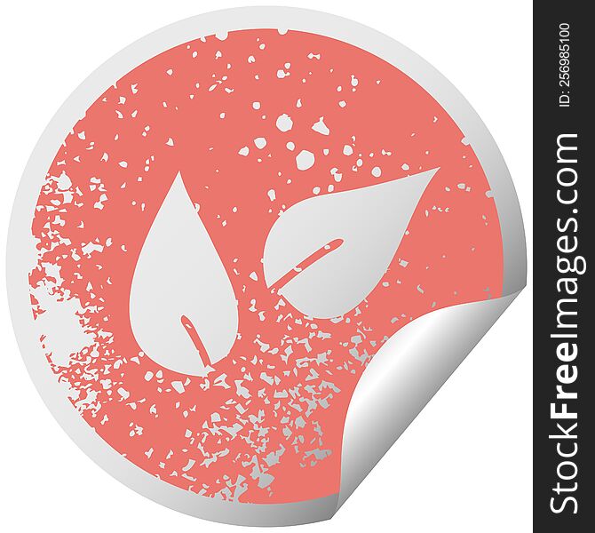 Distressed Circular Peeling Sticker Symbol Leaves
