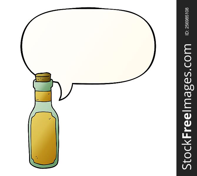 Cartoon Potion Bottle And Speech Bubble In Smooth Gradient Style